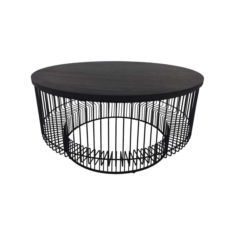 F-CT178-BL Ruby coffee table with black wire frame and top 