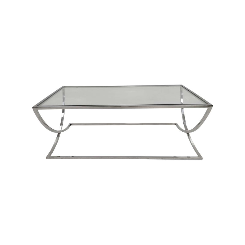 F-CT187-SI Trish coffee table with silver plated frame and clear glass top