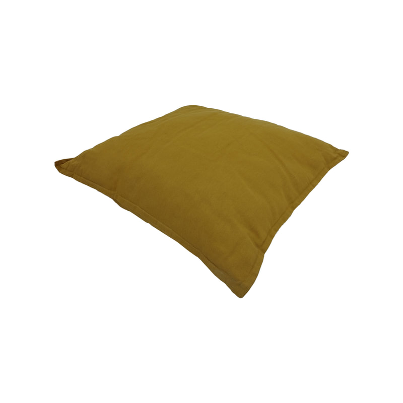 F-CX131-MY 45cm x 45cm Derby cushion in mustard yellow cotton fabric