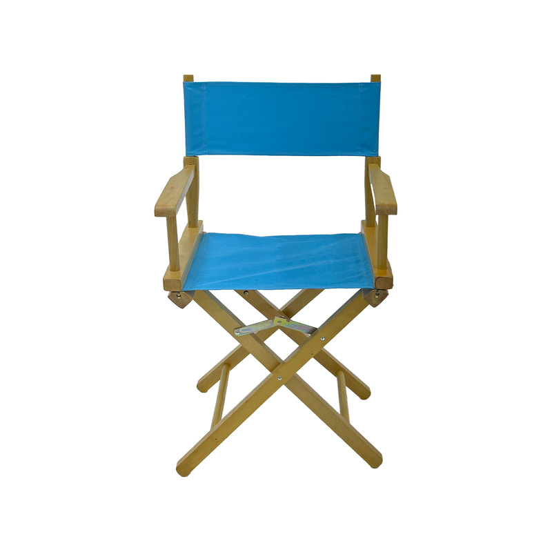 F-DR101-SB Kubrick director's chair in sky blue fabric with natural wooden frame 