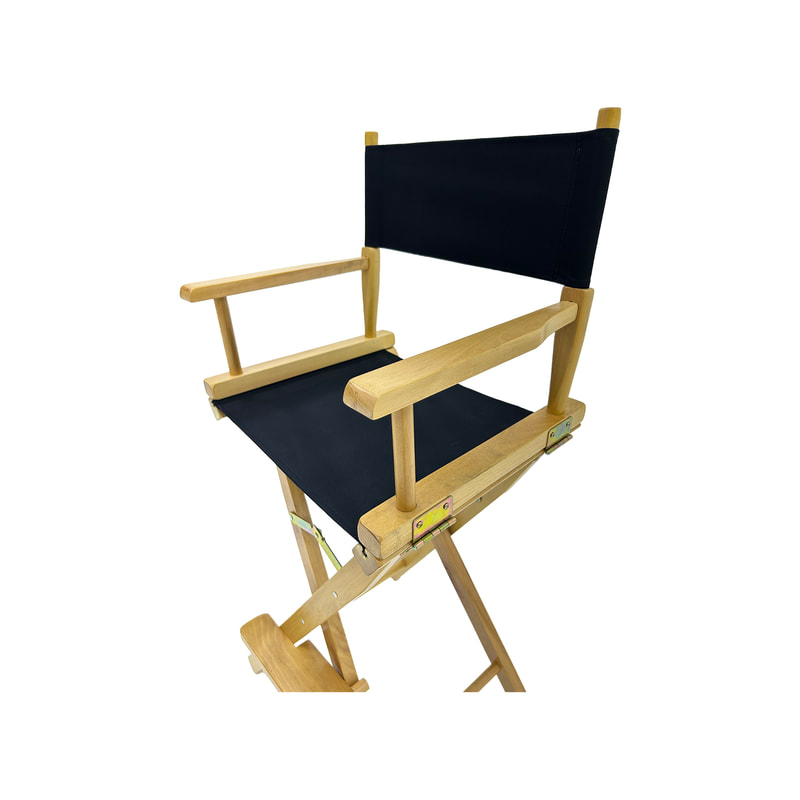 F-DR102-BL Kubrick director's high chair in black fabric with natural wooden frame 