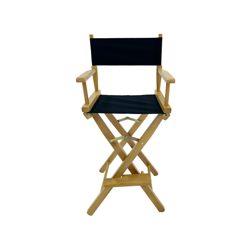 F-DR102-BL Kubrick director's high chair in black fabric with natural wooden frame 