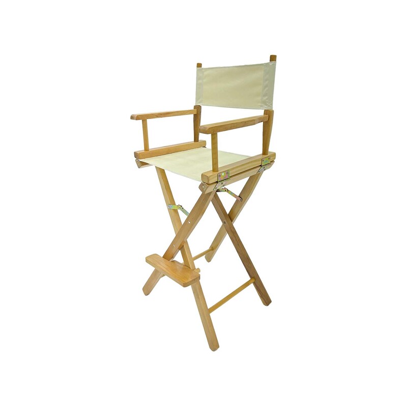 F-DR102-CR Kubrick director's high chair in cream fabric with natural wooden frame 