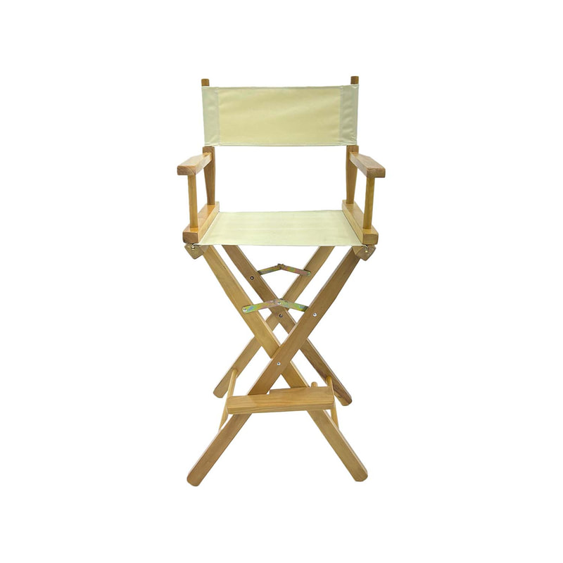 F-DR102-CR Kubrick director's high chair in cream fabric with natural wooden frame 