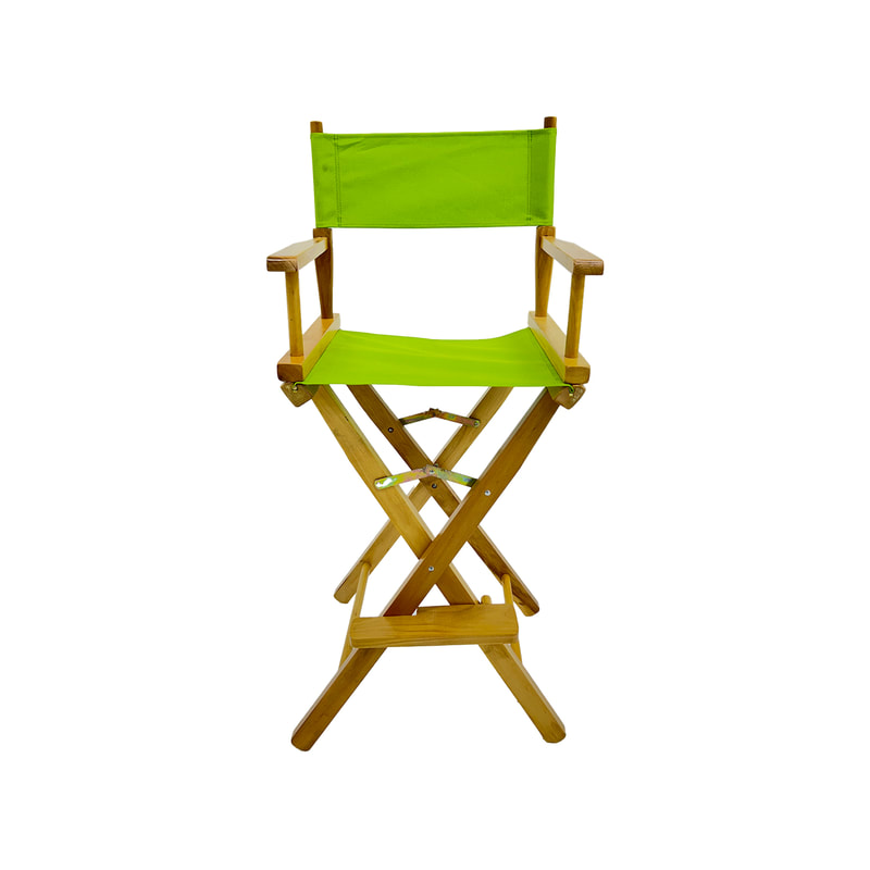F-DR102-GL Kubrick director's high chair in lime green fabric with natural wooden frame 