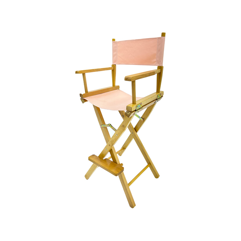 F-DR102-LP Kubrick director's high chair in light pink fabric with natural wooden frame 