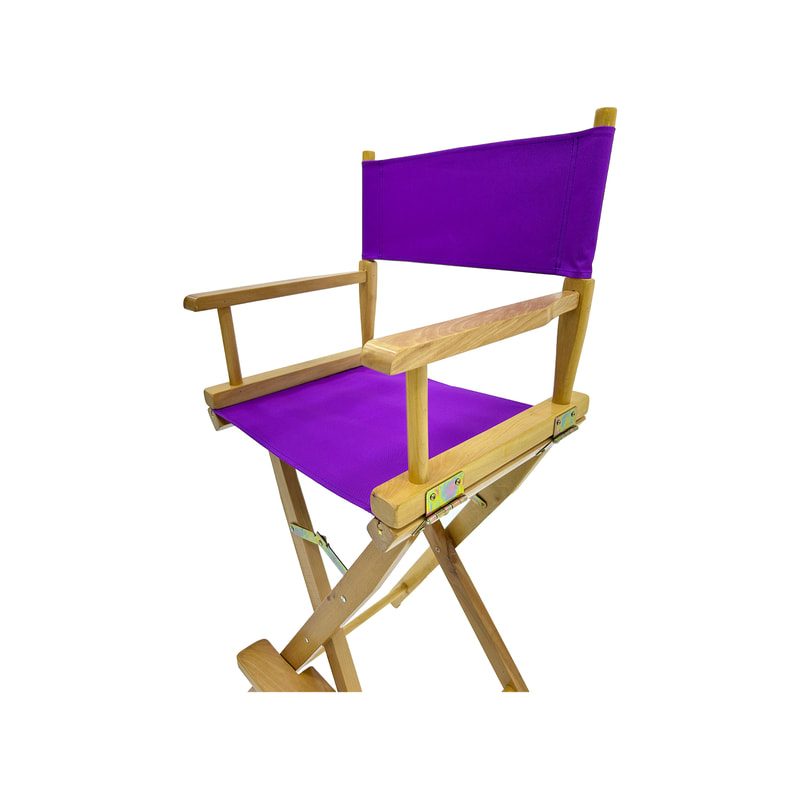 F-DR102-PR Kubrick director's high chair in purple fabric with natural wooden frame 