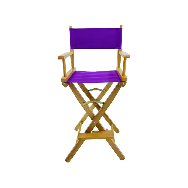 F-DR102-PR Kubrick director's high chair in purple fabric with natural wooden frame 