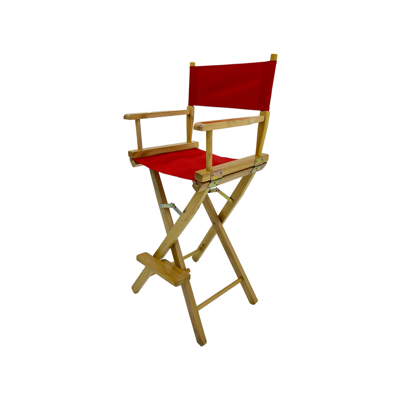 F-DR102-RE Kubrick director's high chair in red fabric with natural wooden frame 
