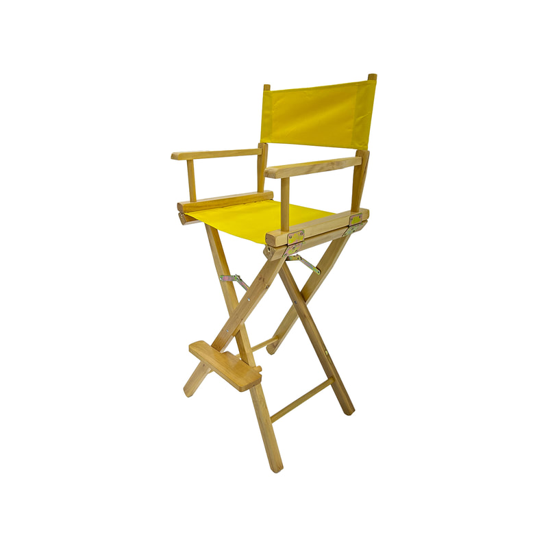 F-DR102-YL Kubrick director's high chair in yellow fabric with natural wooden frame 