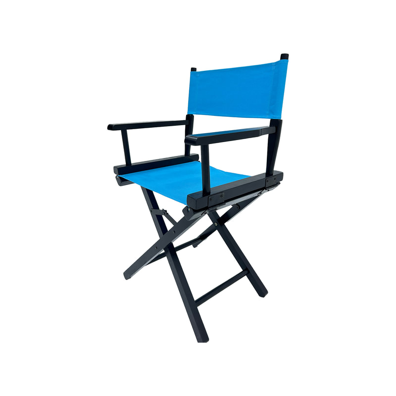 F-DR103-SB Kubrick director's chair in sky blue fabric with black wooden frame 