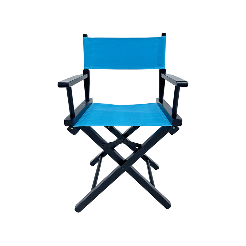 F-DR103-SB Kubrick director's chair in sky blue fabric with black wooden frame 