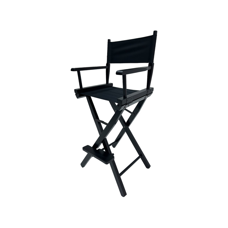 F-DR104-BL Kubrick director's high chair in black fabric with black wooden frame 