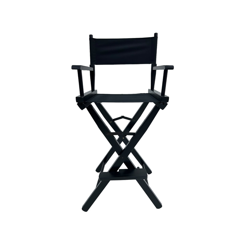 F-DR104-BL Kubrick director's high chair in black fabric with black wooden frame 