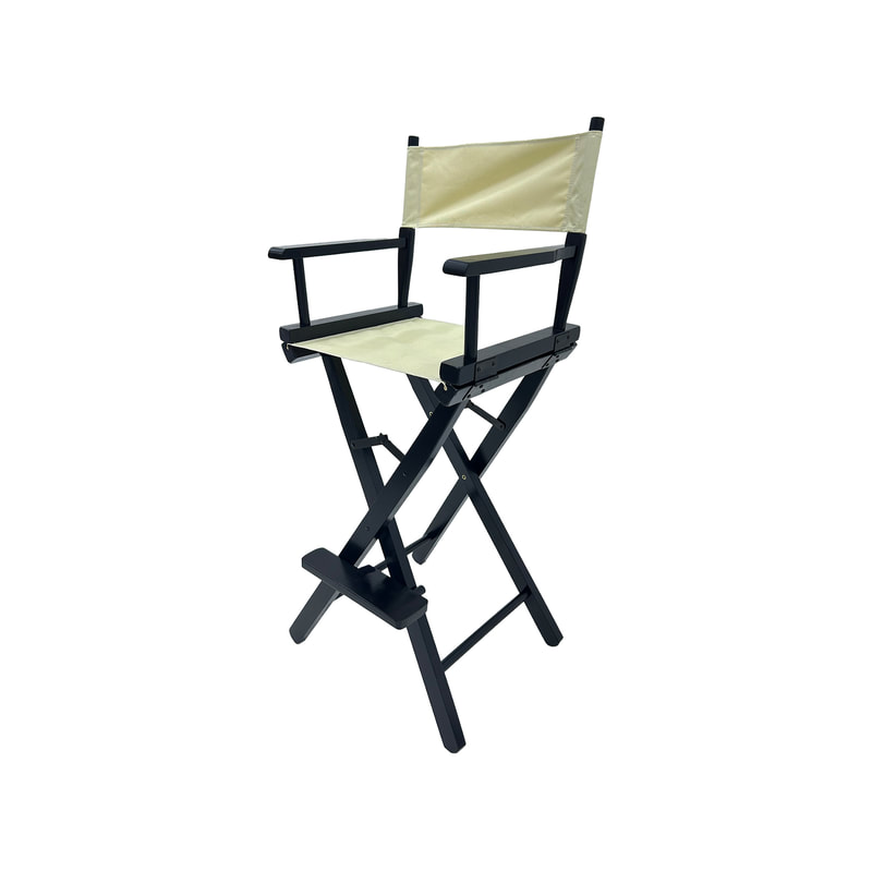 F-DR104-CR Kubrick director's high chair in cream fabric with black wooden frame 