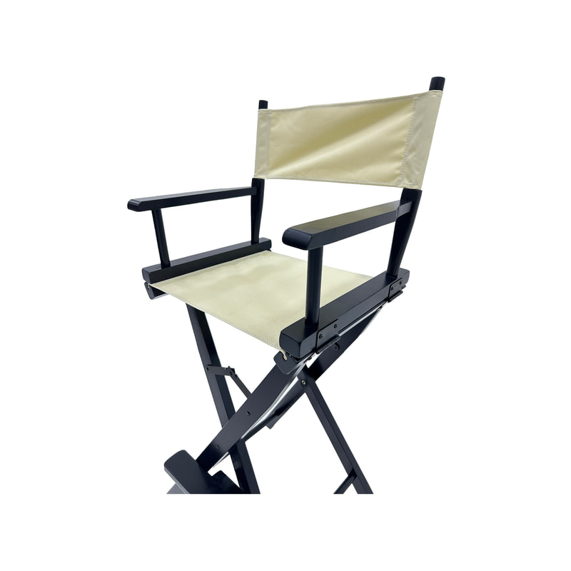 F-DR104-CR Kubrick director's high chair in cream fabric with black wooden frame 