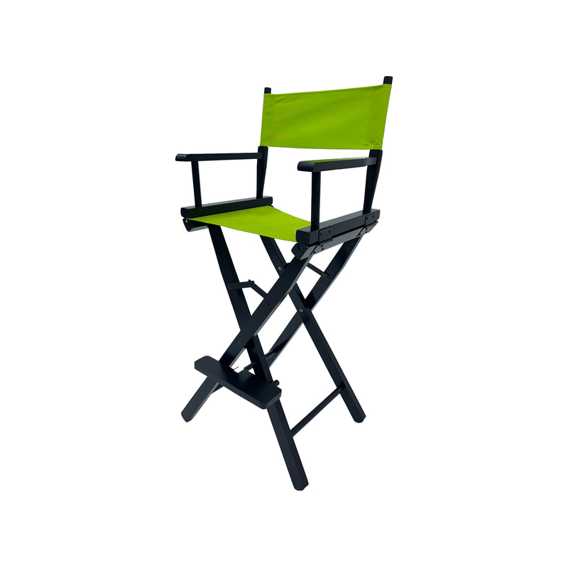 F-DR104-GL Kubrick director's high chair in lime green fabric with black wooden frame 