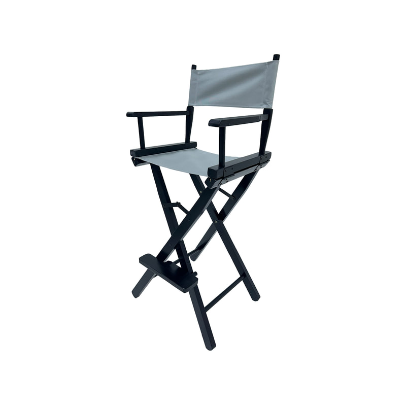 F-DR104-GY Kubrick director's high chair in grey fabric with black wooden frame 
