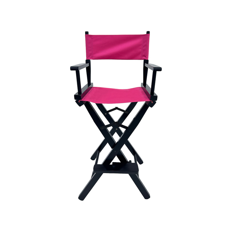 F-DR104-HP Kubrick director's high chair in hot pink fabric with black wooden frame 