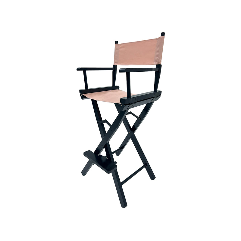 F-DR104-LP Kubrick director's high chair in light pink fabric with black  wooden frame 