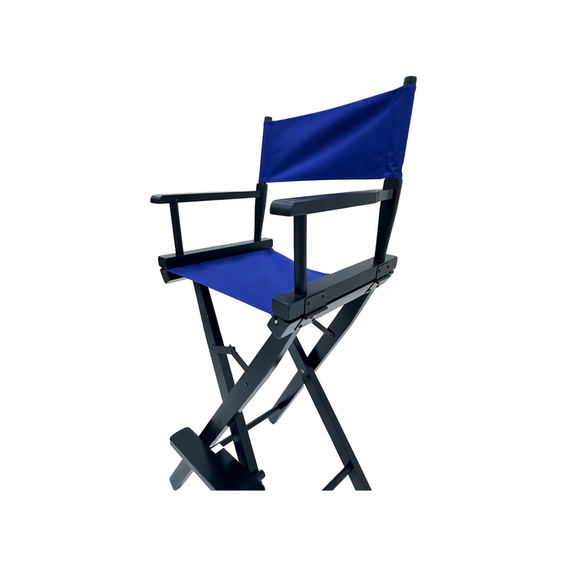 F-DR104-MB Kubrick director's high chair in midnight blue fabric with black wooden frame 