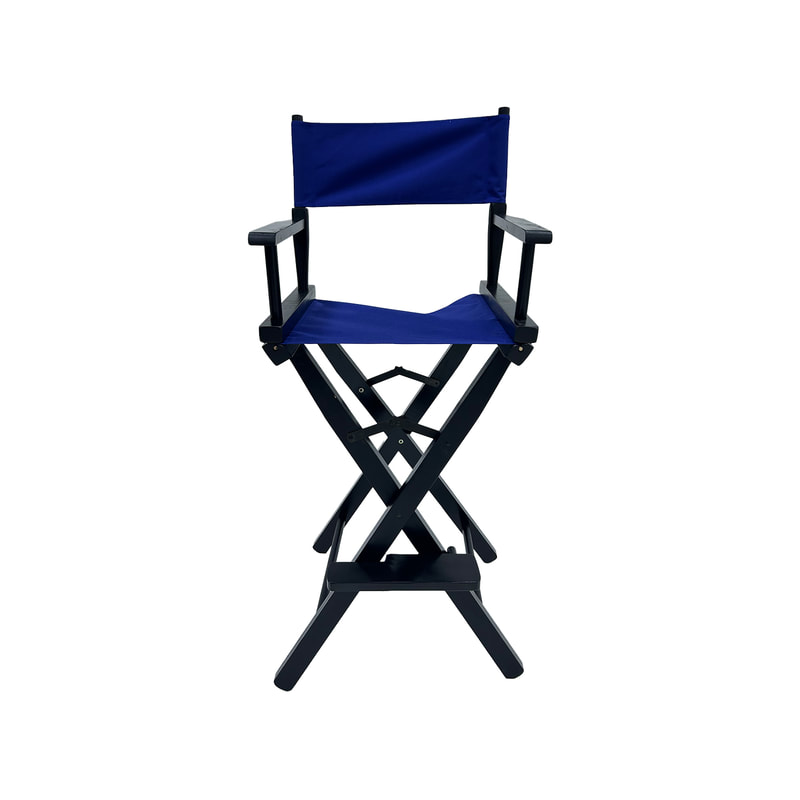 F-DR104-MB Kubrick director's high chair in midnight blue fabric with black wooden frame 
