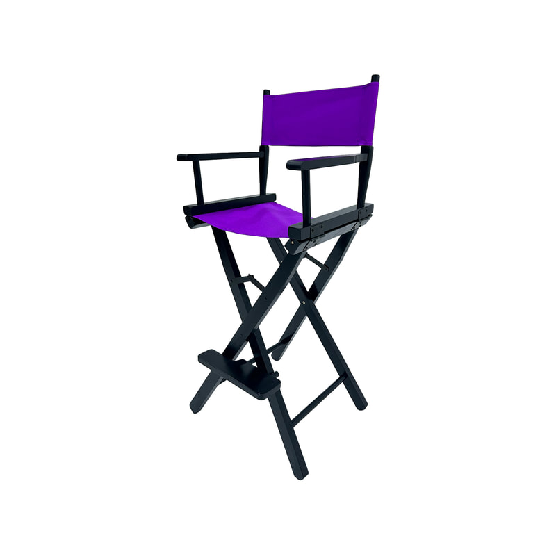 F-DR104-PR Kubrick director's high chair in purple fabric with black wooden frame 