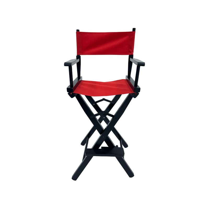F-DR104-RE Kubrick director's high chair in red fabric with black wooden frame 