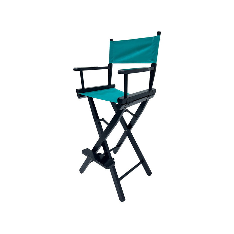 F-DR104-TL Kubrick director's high chair in teal fabric with black wooden frame 