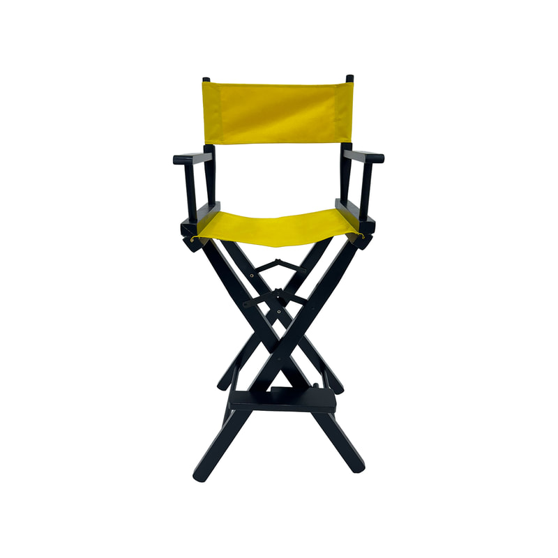 F-DR104-YL Kubrick director's high chair in yellow fabric with black wooden frame 