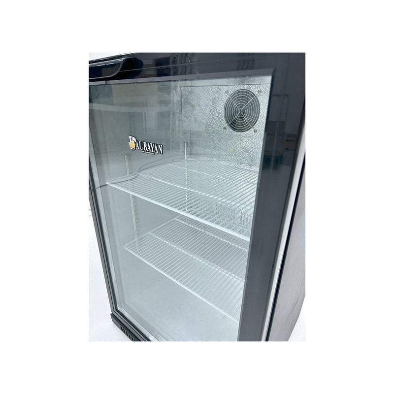 F-EL106-BL Type 6 Al Bayan fridge in black with a glass door
