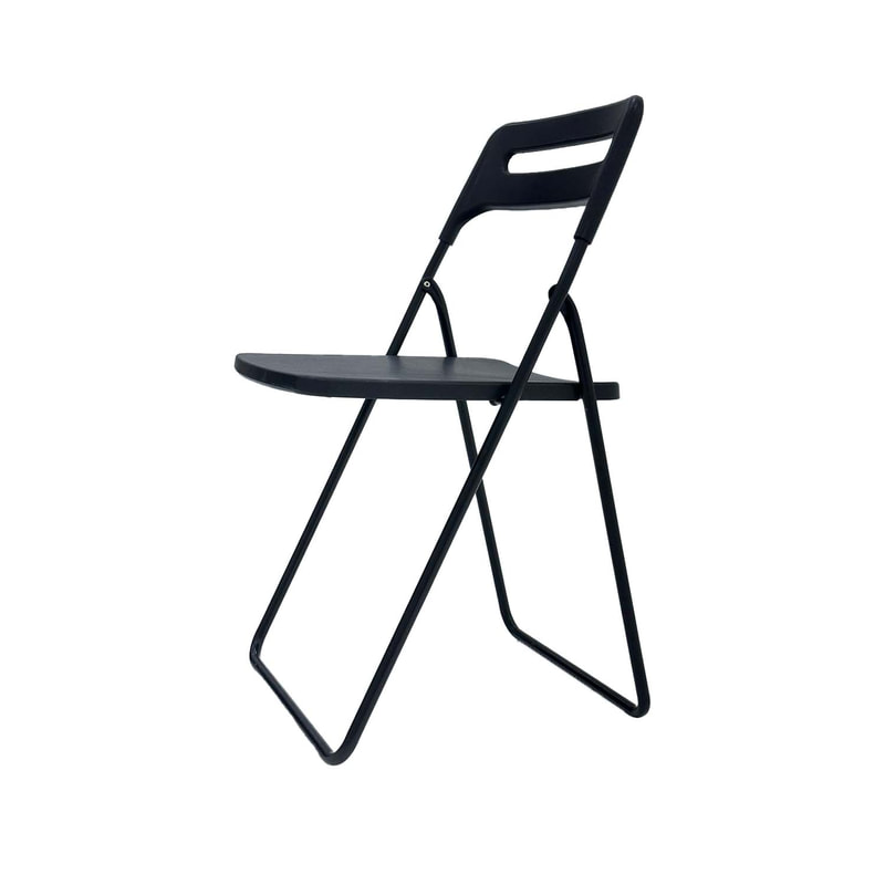 F-FC101-BL Doblar folding chair in black plastic with black metal frame
