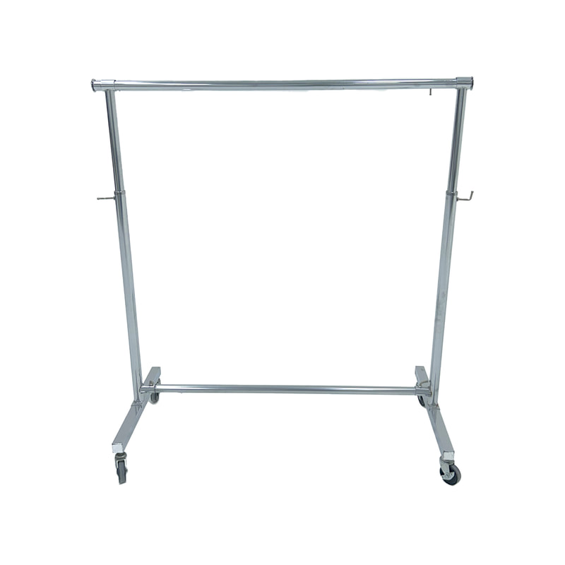 F-HR111-SI Type 1 Hanging rail in silver with wheels and adjustable height frame
