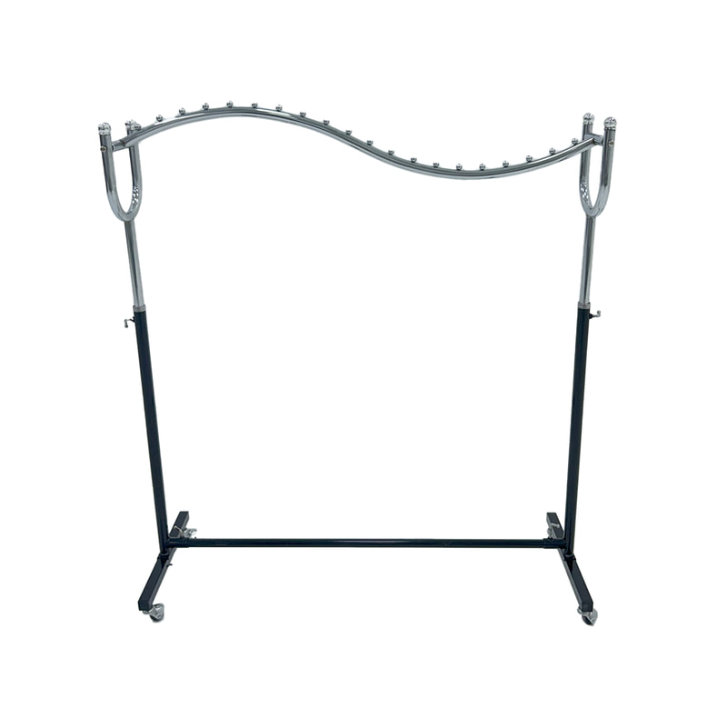 F-HR112-BS Type 2 Hanging rail in black and silver with wheels and adjustable height frame