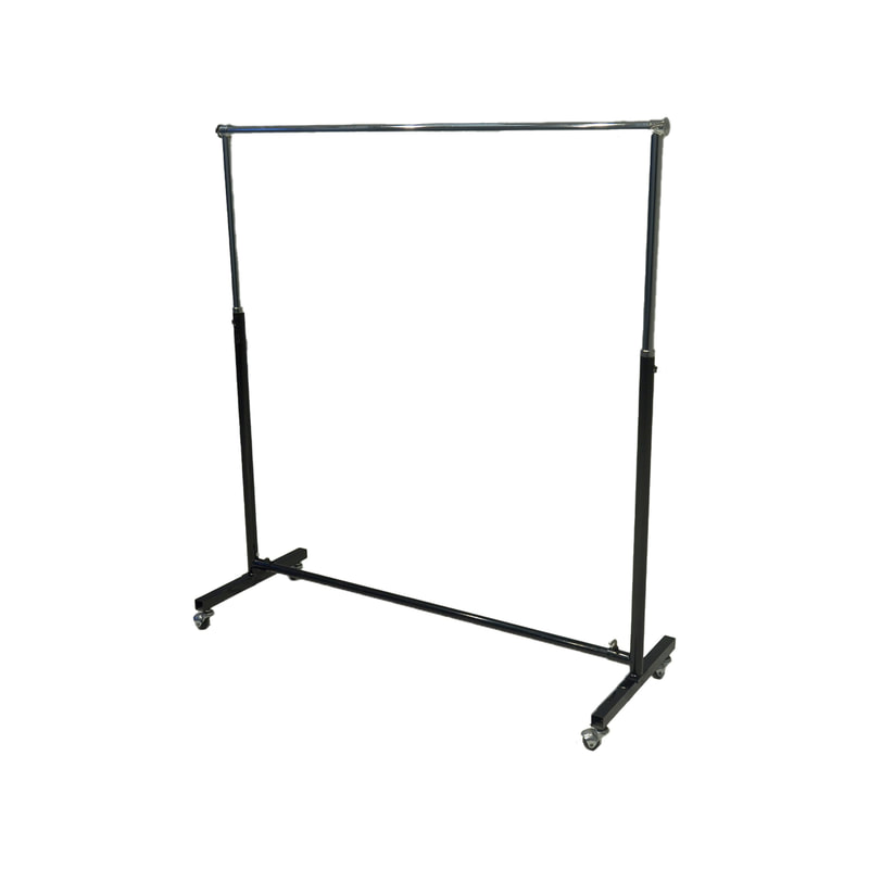 F-HR113-BS Type 3 Hanging rail in black and silver with wheels and adjustable height frame