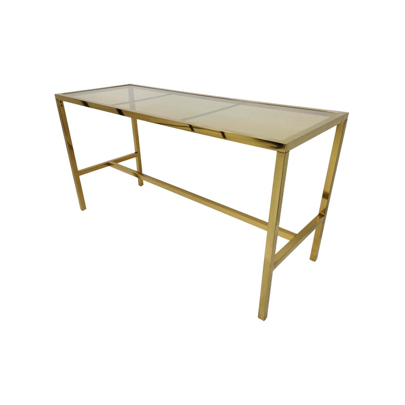 F-HT106-CG Enzo high table with champagne gold mirrored glass top and champagne gold plated frame