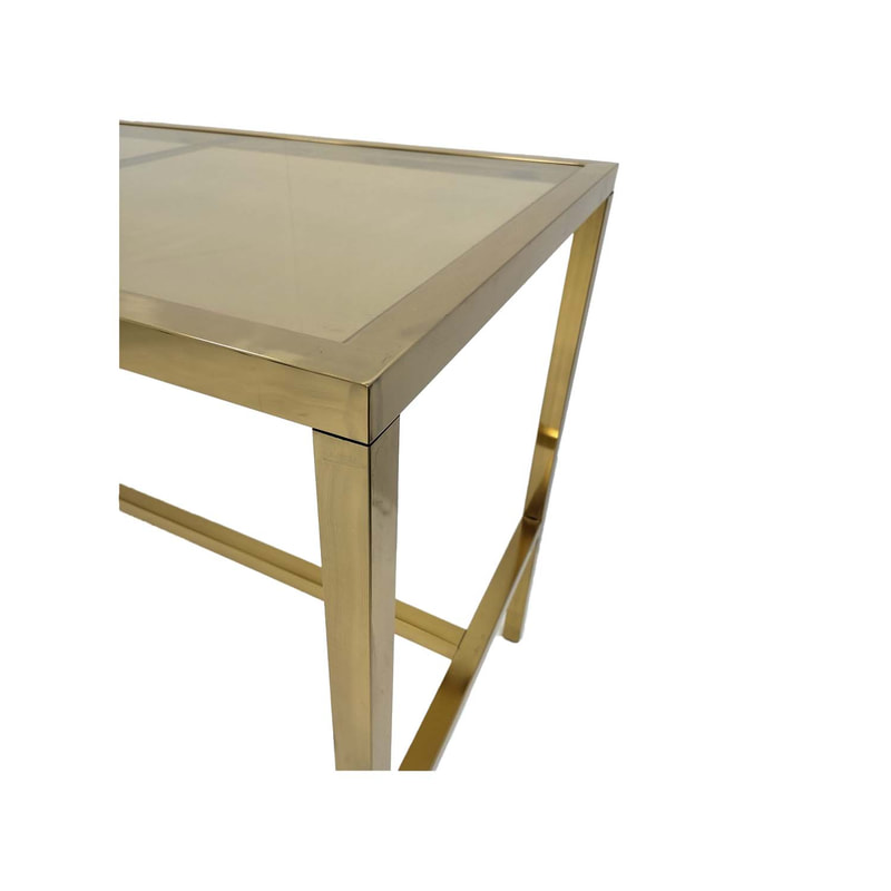F-HT106-CG Enzo high table with champagne gold mirrored glass top and champagne gold plated frame