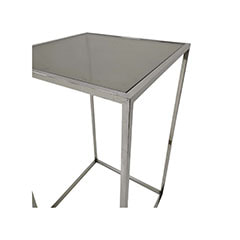 F-HT107-SI Enzo high table with silver mirrored glass top and silver plated frame