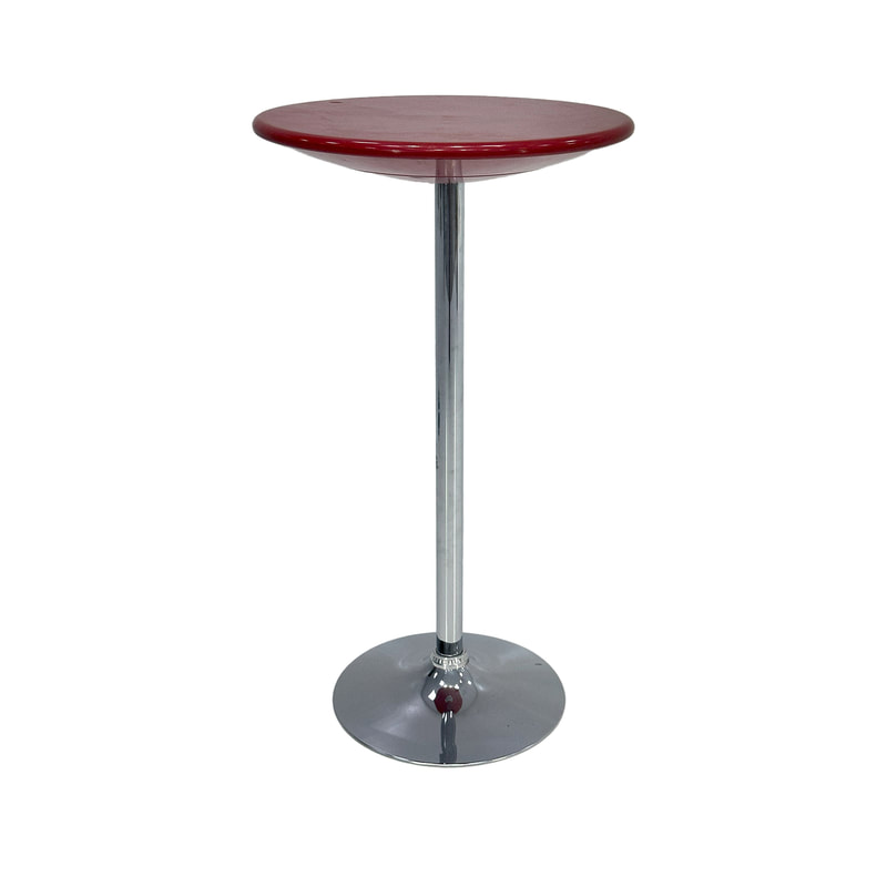 F-HT111-RE Type 2 Occa high table with red top and stainless steel base