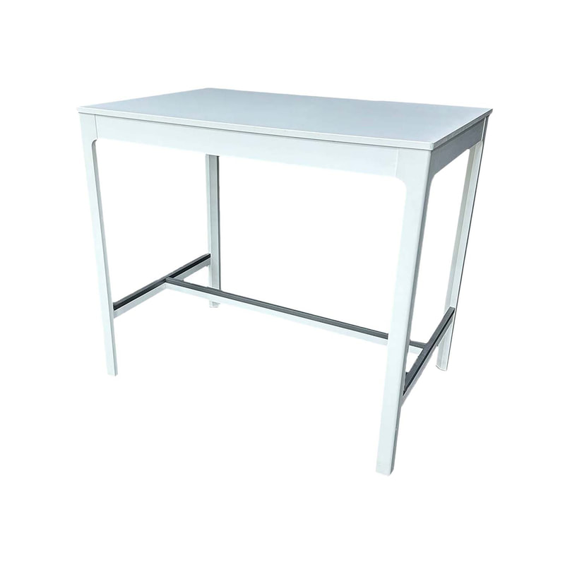 F-HT117-WH Roque high table in white with black footrest 