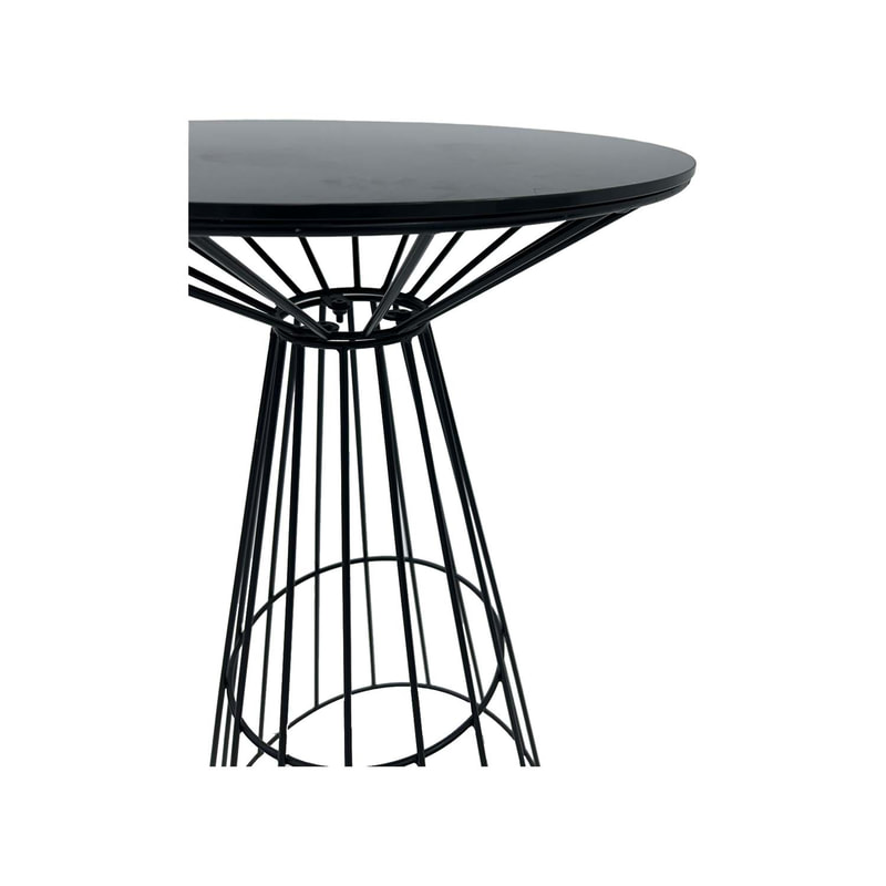 F-HT118-BL Turin high table in black marble top with black wire frame