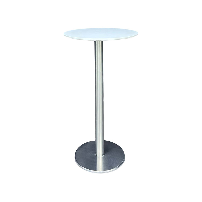 F-HT120-WH Zola high table with white top & stainless steel base