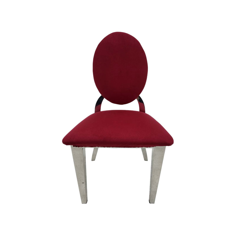 F-KC132-DR Kids silver Dior chair in dark red fabric with silver plated frame