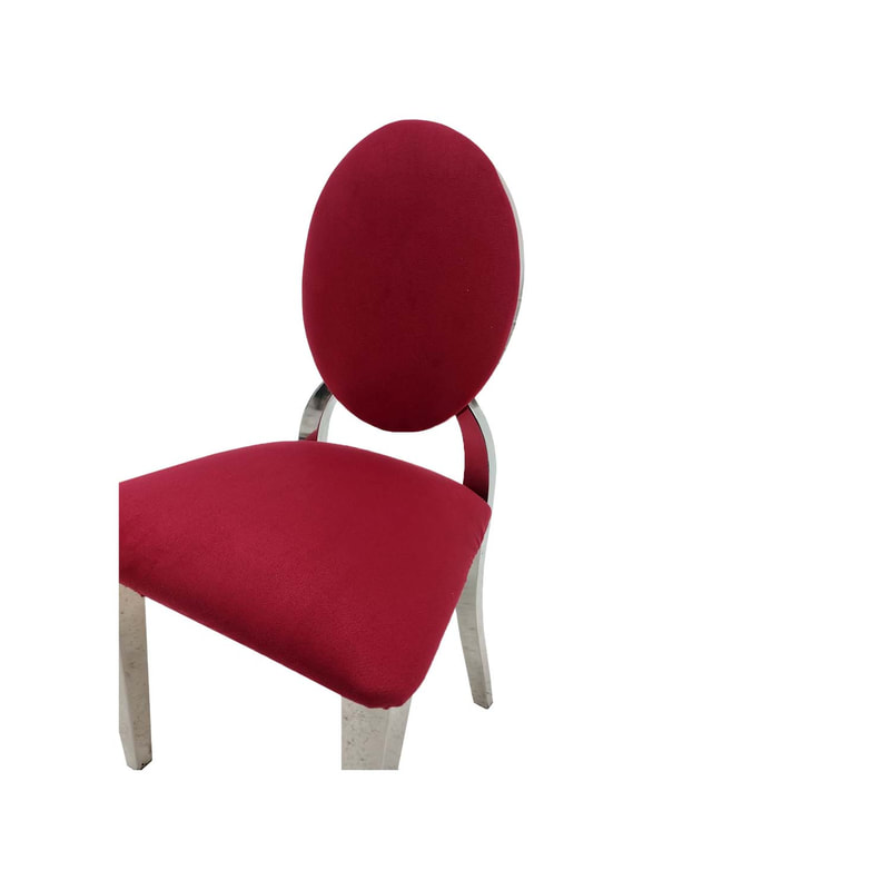 F-KC132-DR Kids silver Dior chair in dark red fabric with silver plated frame