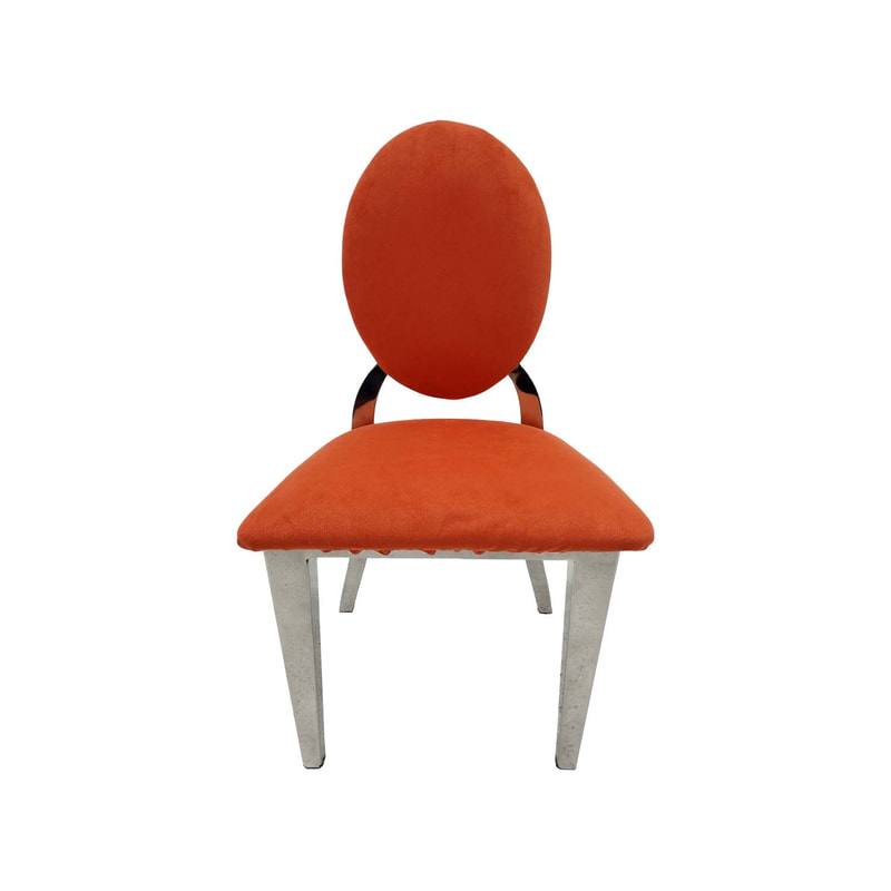 F-KC132-OR Kids silver Dior chair in orange fabric with silver plated frame