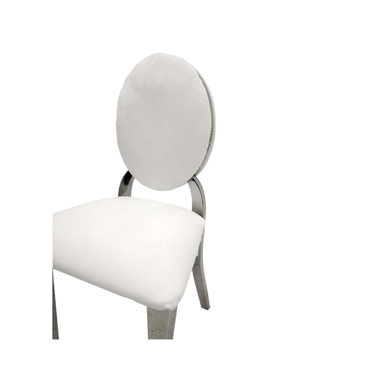 F-KC132-WH Kids silver Dior chair with white leatherette seat pads