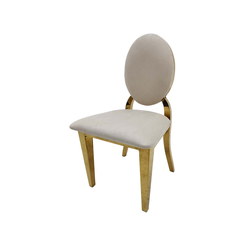 F-KC133-CR Kids gold Dior chair in cream fabric with gold plated frame