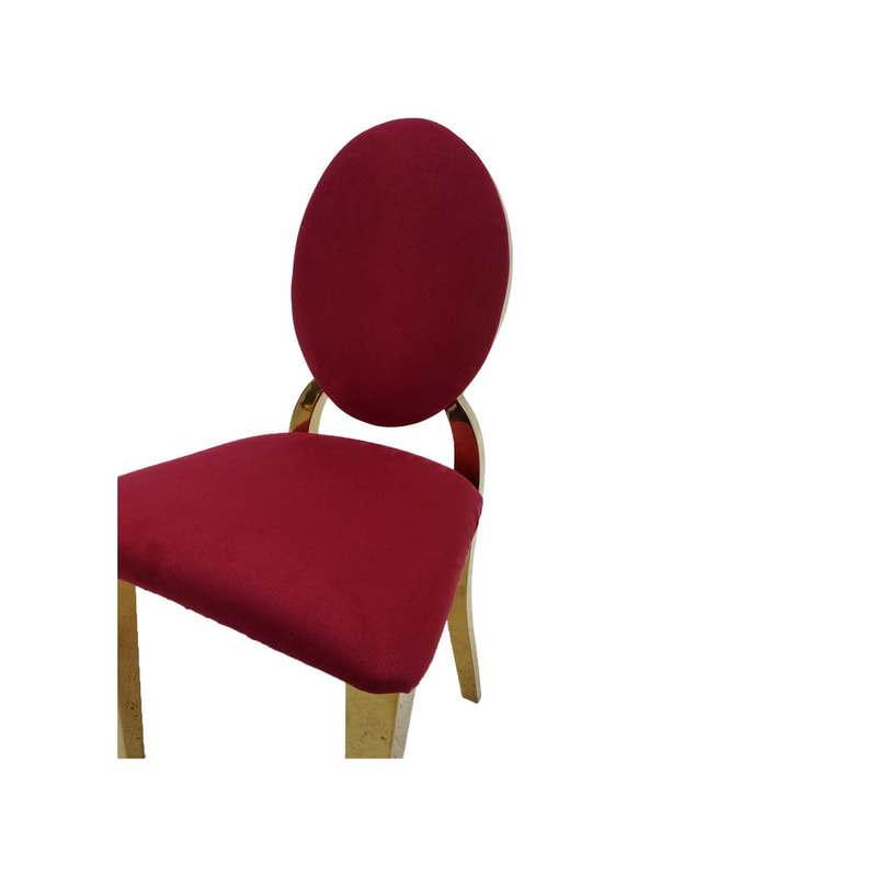 F-KC133-DR Kids gold Dior chair in dark red fabric with gold plated frame