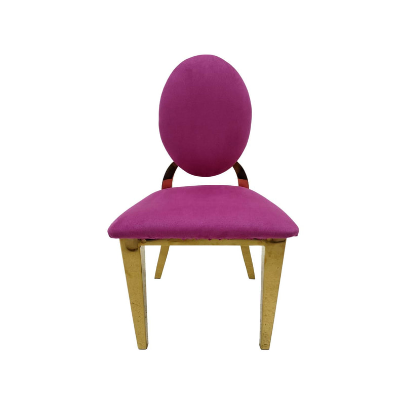 F-KC133-HP Kids gold Dior chair in hot pink fabric with gold plated frame