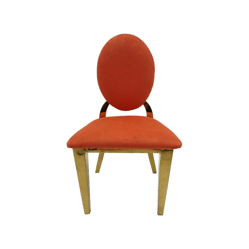 F-KC133-OR Kids gold Dior chair in orange fabric with gold plated frame